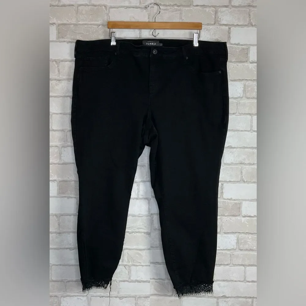 Torrid Premium Black Distressed Skinny Jeans Size 26T